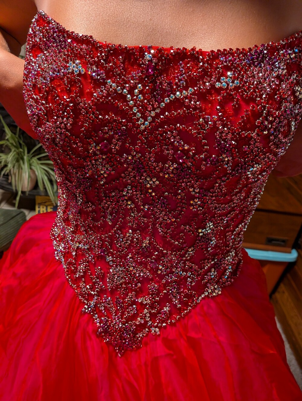 Sherri Hill Red Ball Gown with Pink Hem